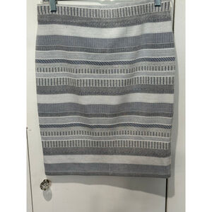 Women's LOFT White & Blue Striped knit pull on Pencil Skirt S